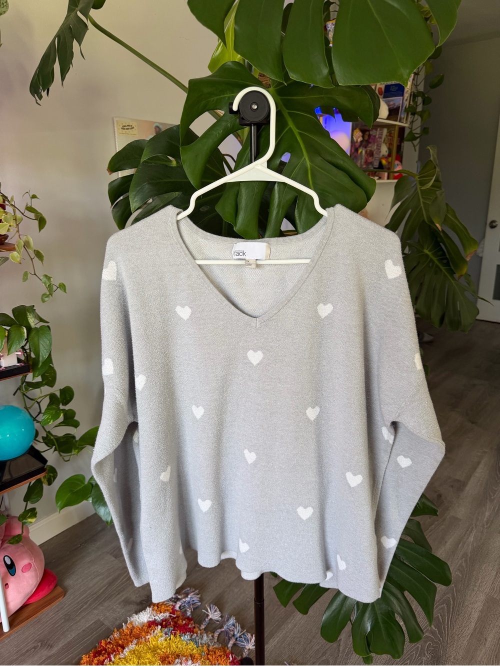 Seasonal Nordstrom rack v neck slouchy knit Heart Pattern Sweater